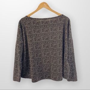 Leopard Print Knit Crop Sweater OS